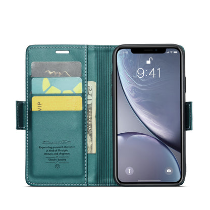 iPhone XR Litchi Texture RFID Anti-theft Leather Phone Case with Butterfly Buckle, Stand & Card Wallet with TPU Shell