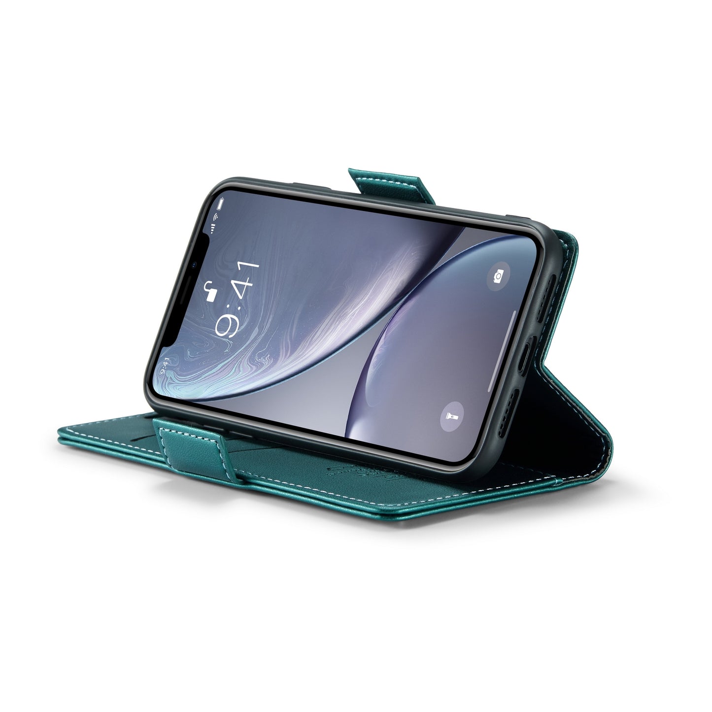 iPhone XR Litchi Texture RFID Anti-theft Leather Phone Case with Butterfly Buckle, Stand & Card Wallet with TPU Shell