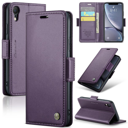 iPhone XR Litchi Texture RFID Anti-theft Leather Phone Case with Butterfly Buckle, Stand & Card Wallet with TPU Shell