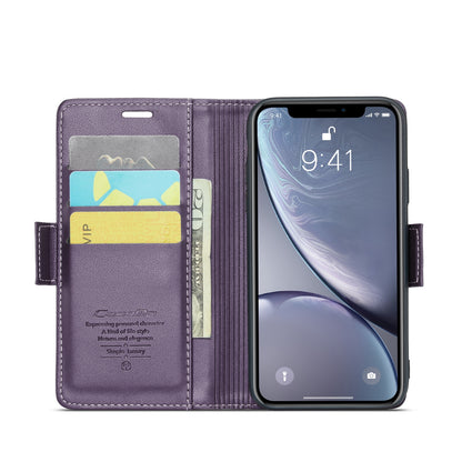 iPhone XR Litchi Texture RFID Anti-theft Leather Phone Case with Butterfly Buckle, Stand & Card Wallet with TPU Shell
