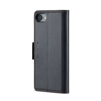 iPhone SE 2022 Litchi Texture RFID Anti-theft Leather Phone Case with Butterfly Buckle, Stand & Card Wallet with TPU Shell