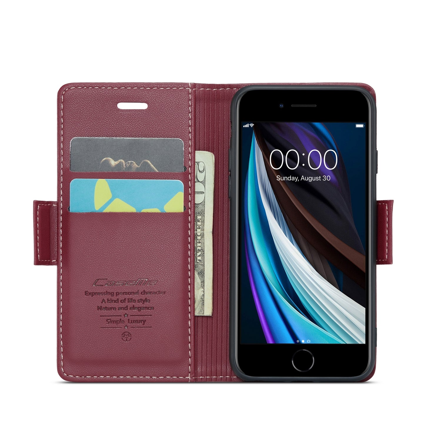 iPhone 8 Litchi Texture RFID Anti-theft Leather Phone Case with Butterfly Buckle, Stand & Card Wallet with TPU Shell