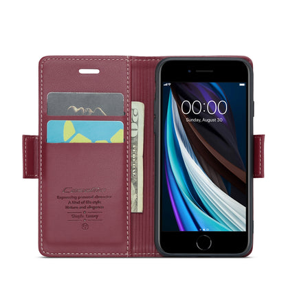 iPhone 8 Litchi Texture RFID Anti-theft Leather Phone Case with Butterfly Buckle, Stand & Card Wallet with TPU Shell