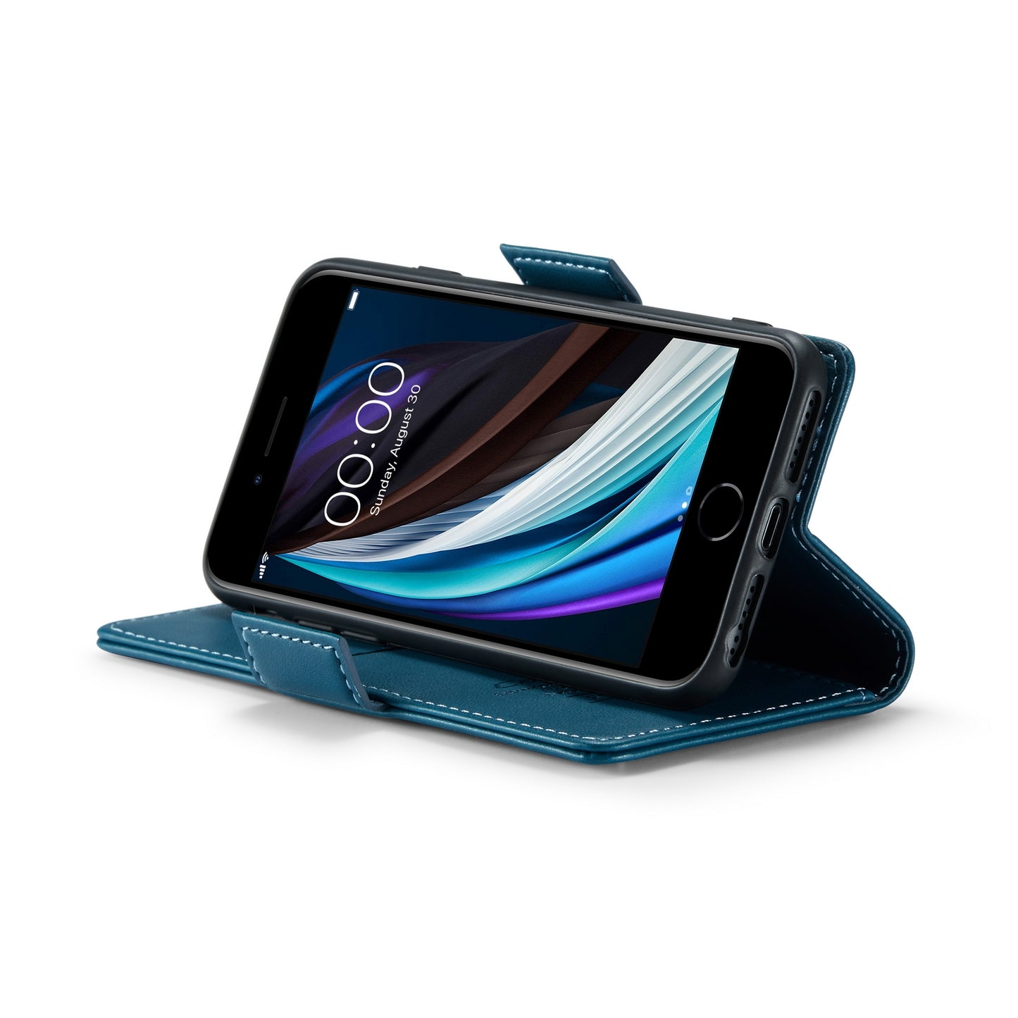 iPhone SE 2020 Litchi Texture RFID Anti-theft Leather Phone Case with Butterfly Buckle, Stand & Card Wallet with TPU Shell