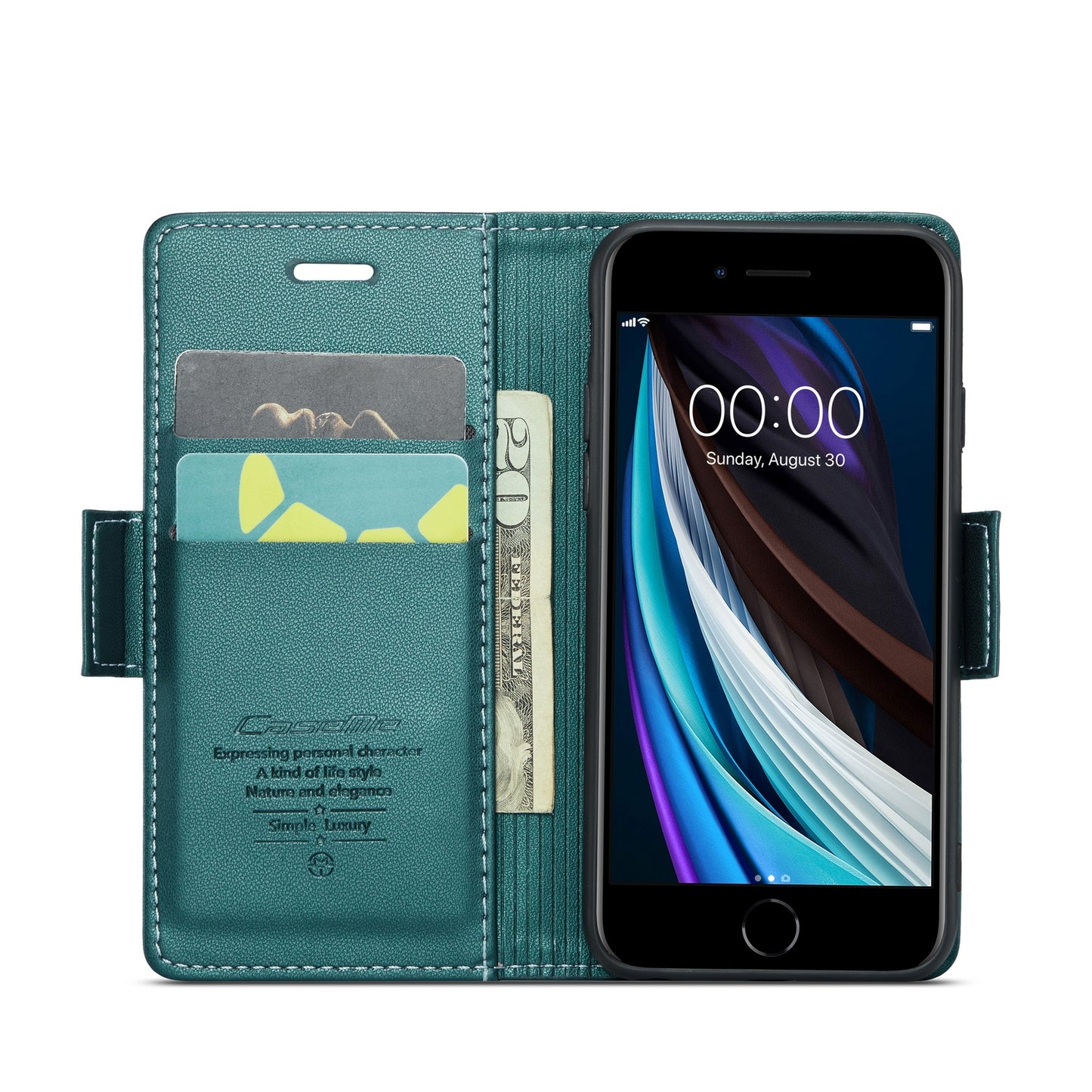 iPhone 8 Litchi Texture RFID Anti-theft Leather Phone Case with Butterfly Buckle, Stand & Card Wallet with TPU Shell