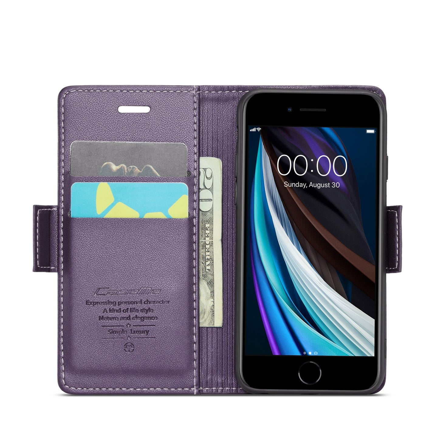 iPhone 7 Litchi Texture RFID Anti-theft Leather Phone Case with Butterfly Buckle, Stand & Card Wallet with TPU Shell