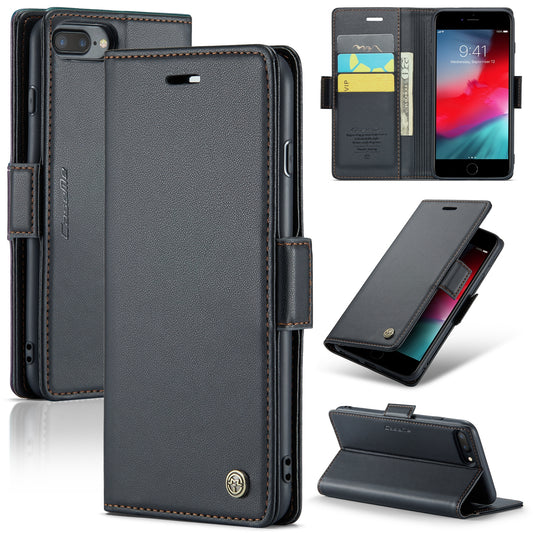 iPhone 6 Plus Litchi Texture RFID Anti-theft Leather Phone Case with Butterfly Buckle, Stand & Card Wallet with TPU Shell