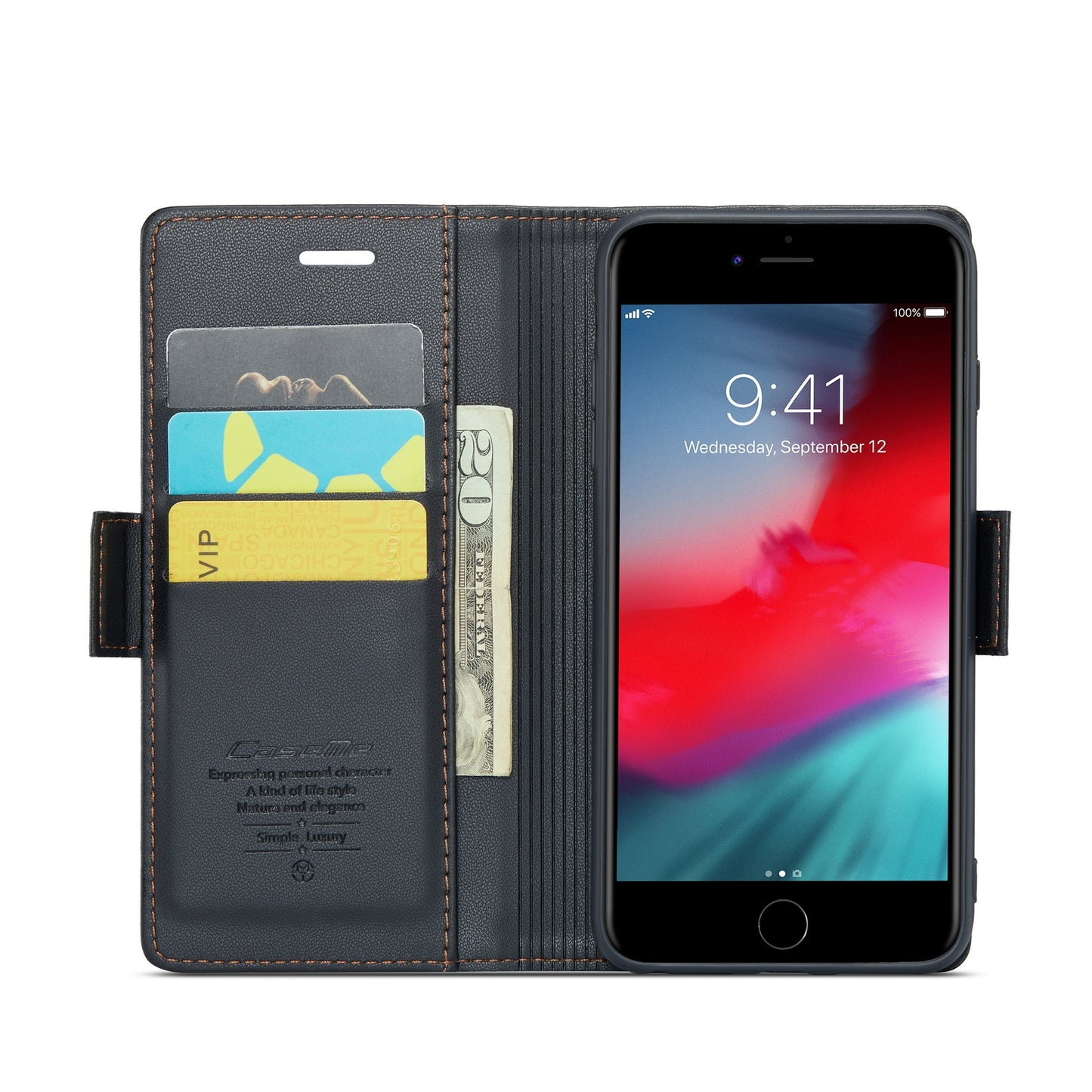iPhone 6 Plus Litchi Texture RFID Anti-theft Leather Phone Case with Butterfly Buckle, Stand & Card Wallet with TPU Shell