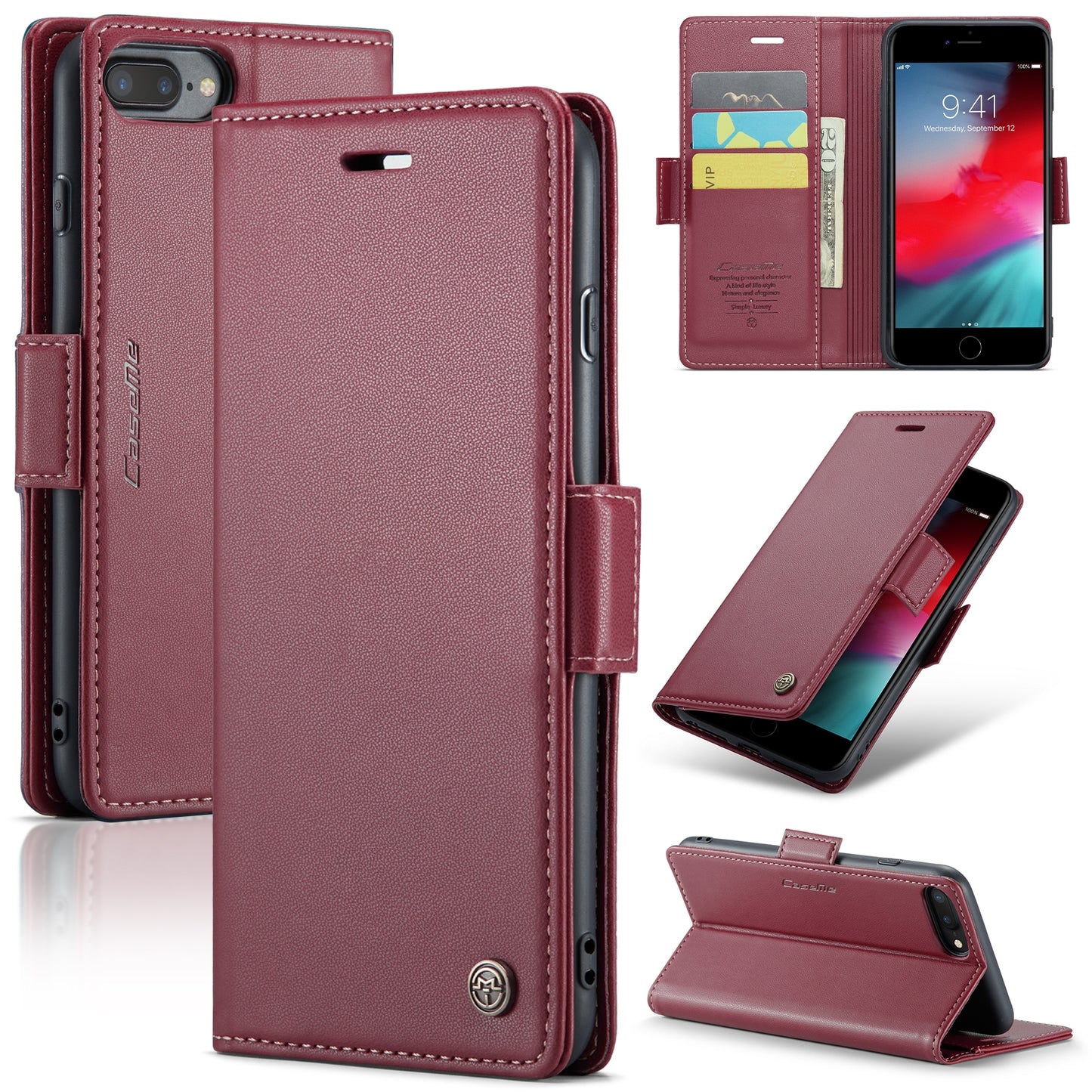 iPhone 6 Plus Litchi Texture RFID Anti-theft Leather Phone Case with Butterfly Buckle, Stand & Card Wallet with TPU Shell