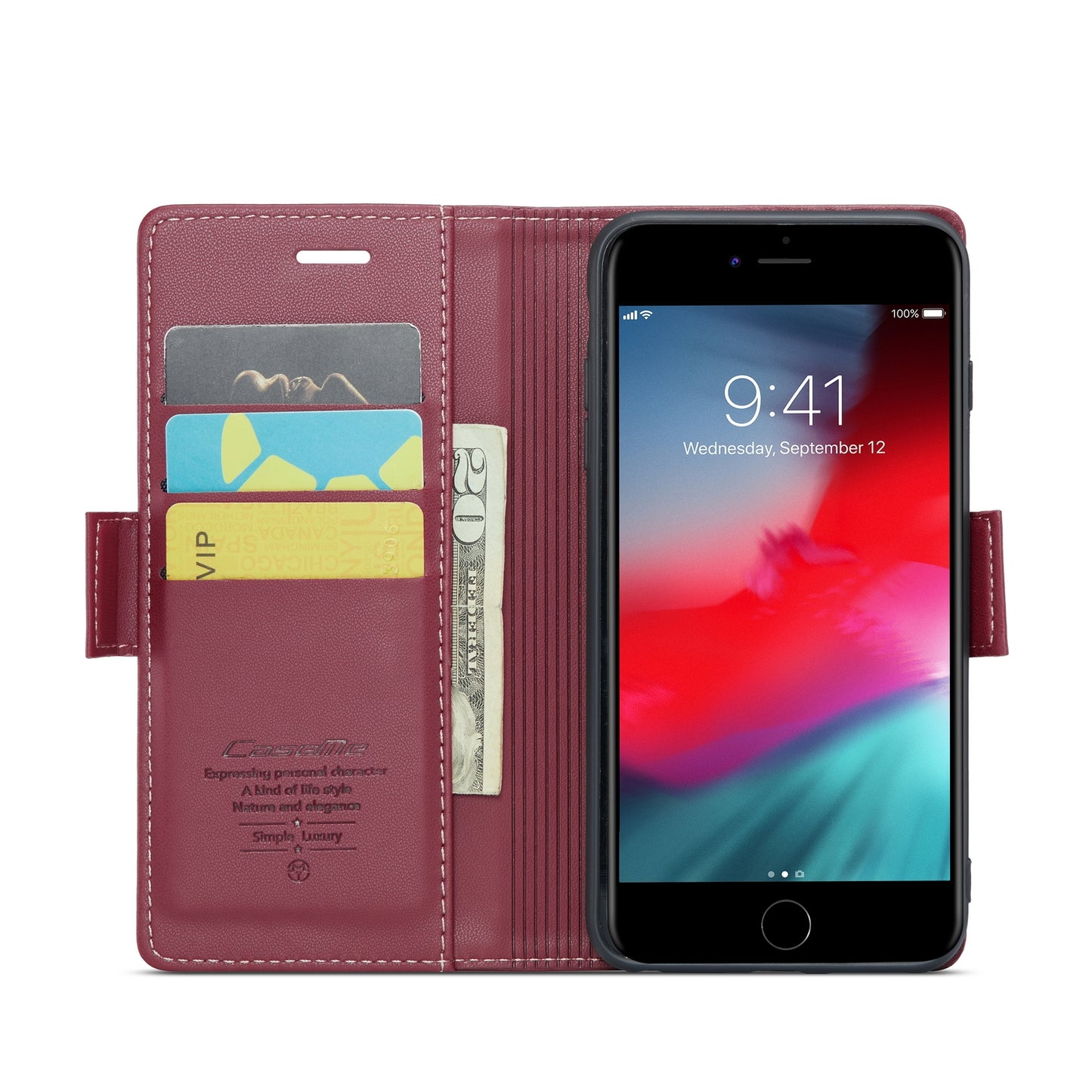 iPhone 7 Plus Litchi Texture RFID Anti-theft Leather Phone Case with Butterfly Buckle, Stand & Card Wallet with TPU Shell