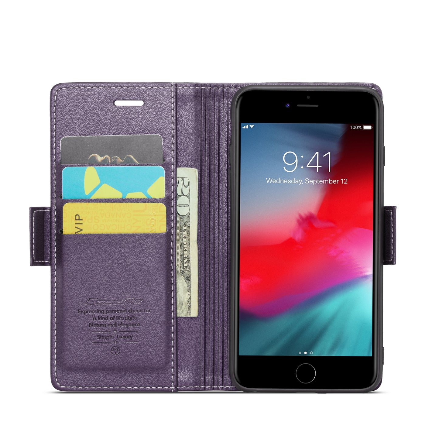 iPhone 6 Plus Litchi Texture RFID Anti-theft Leather Phone Case with Butterfly Buckle, Stand & Card Wallet with TPU Shell