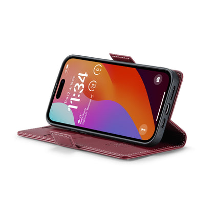 iPhone 15 Pro Max Litchi Texture RFID Anti-theft Leather Phone Case with Butterfly Buckle, Stand & Card Wallet with TPU Shell