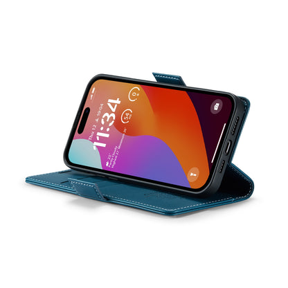 iPhone 15 Pro Max Litchi Texture RFID Anti-theft Leather Phone Case with Butterfly Buckle, Stand & Card Wallet with TPU Shell