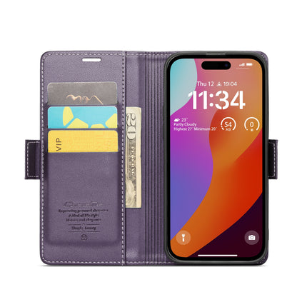 iPhone 15 Pro Max Litchi Texture RFID Anti-theft Leather Phone Case with Butterfly Buckle, Stand & Card Wallet with TPU Shell