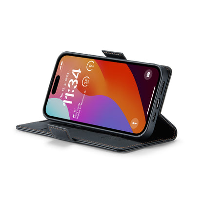 iPhone 15 Pro Litchi Texture RFID Anti-theft Leather Phone Case with Butterfly Buckle, Stand & Card Wallet with TPU Shell