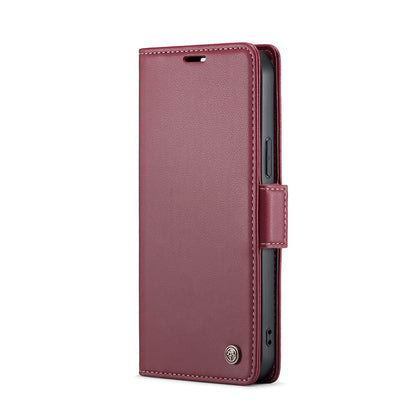 iPhone 15 Pro Litchi Texture RFID Anti-theft Leather Phone Case with Butterfly Buckle, Stand & Card Wallet with TPU Shell