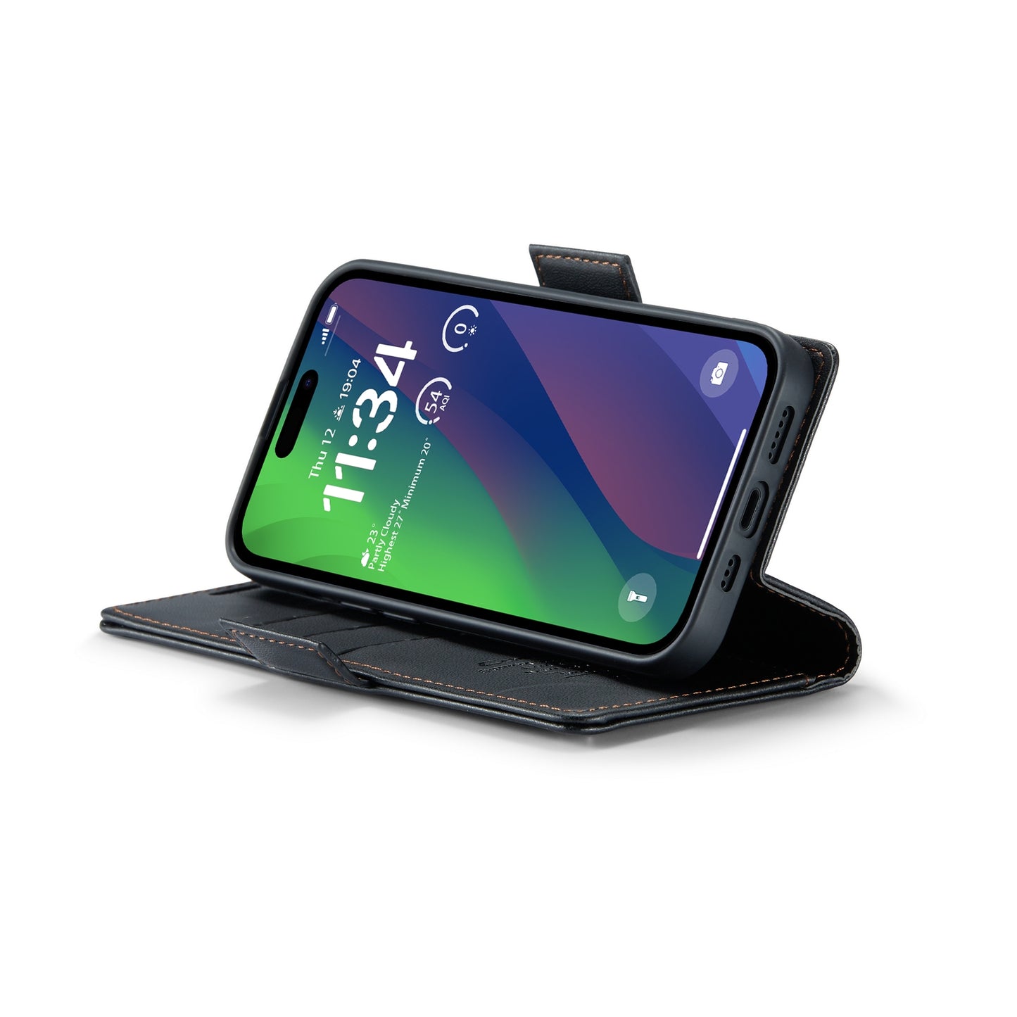 iPhone 15 Plus Litchi Texture RFID Anti-theft Leather Phone Case with Butterfly Buckle, Stand & Card Wallet with TPU Shell