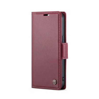 iPhone 15 Plus Litchi Texture RFID Anti-theft Leather Phone Case with Butterfly Buckle, Stand & Card Wallet with TPU Shell