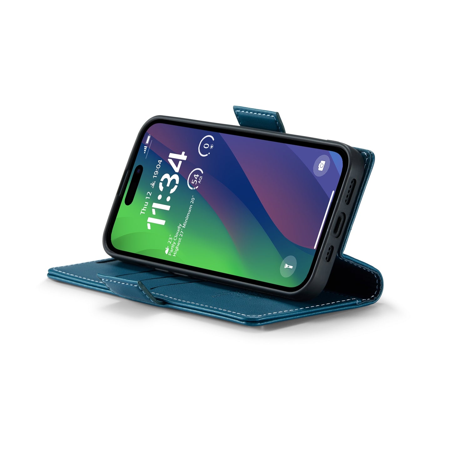 iPhone 15 Plus Litchi Texture RFID Anti-theft Leather Phone Case with Butterfly Buckle, Stand & Card Wallet with TPU Shell