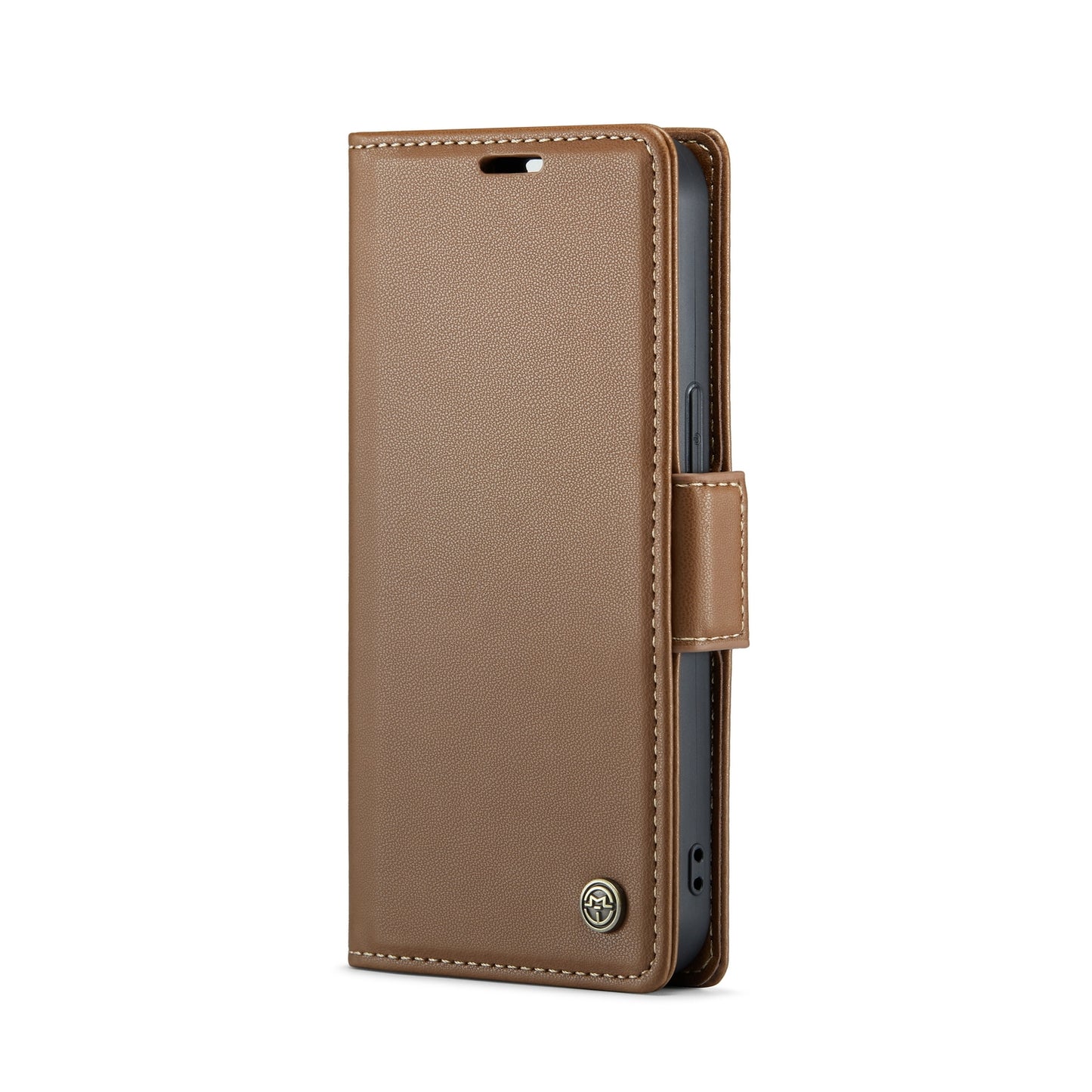 iPhone 15 Litchi Texture RFID Anti-theft Leather Phone Case with Butterfly Buckle, Stand & Card Wallet with TPU Shell