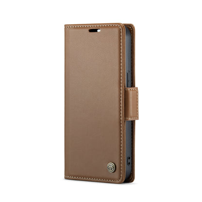 iPhone 15 Litchi Texture RFID Anti-theft Leather Phone Case with Butterfly Buckle, Stand & Card Wallet with TPU Shell