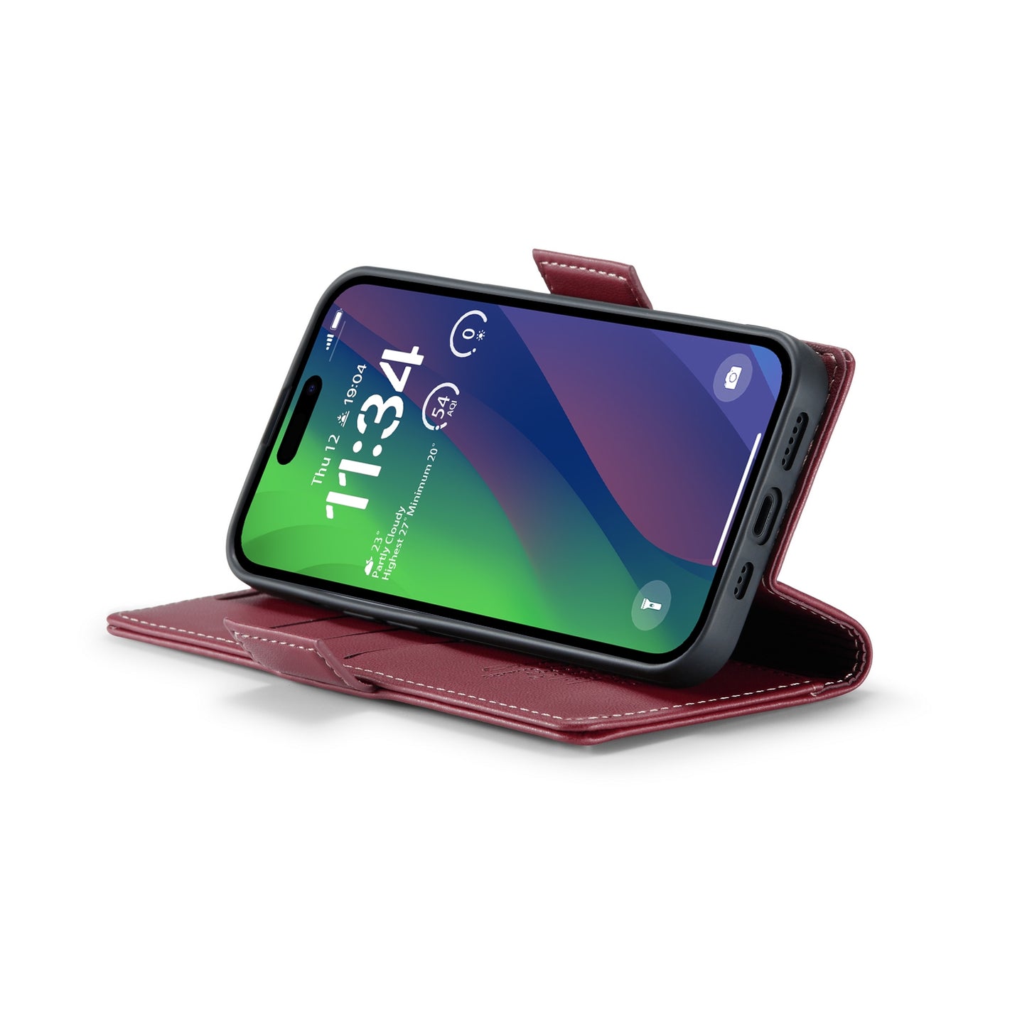 iPhone 15 Litchi Texture RFID Anti-theft Leather Phone Case with Butterfly Buckle, Stand & Card Wallet with TPU Shell