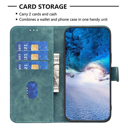 iPhone 15 Pro Plaid Embossed Leather Phone Case – Premium Wallet Kickstand & Shock Absorption for Durable Protection