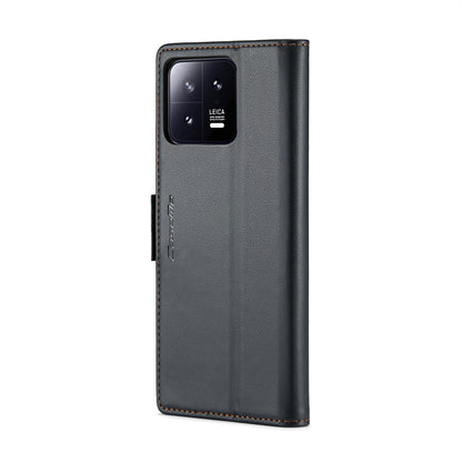 Xiaomi 13 Litchi Texture RFID Anti-theft Leather Phone Case with Butterfly Buckle, Stand & Card Wallet with TPU Shell