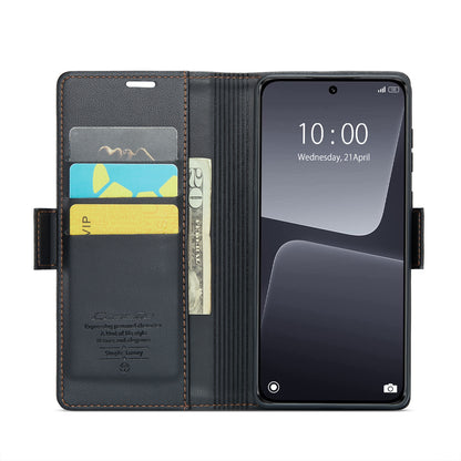 Xiaomi 13 Litchi Texture RFID Anti-theft Leather Phone Case with Butterfly Buckle, Stand & Card Wallet with TPU Shell