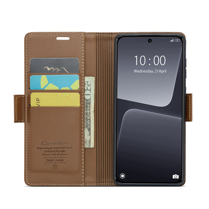 Xiaomi 13 Litchi Texture RFID Anti-theft Leather Phone Case with Butterfly Buckle, Stand & Card Wallet with TPU Shell