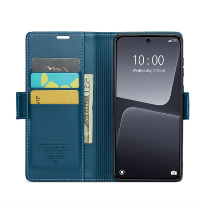 Xiaomi 13 Litchi Texture RFID Anti-theft Leather Phone Case with Butterfly Buckle, Stand & Card Wallet with TPU Shell