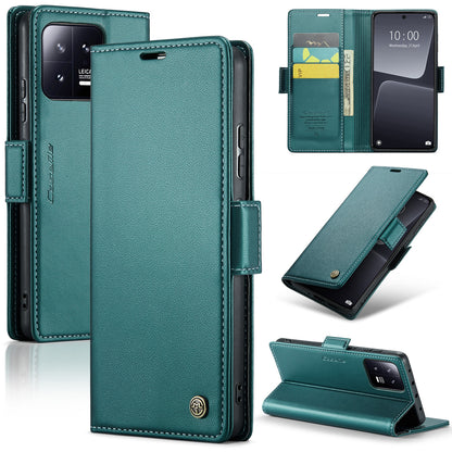 Xiaomi 13 Litchi Texture RFID Anti-theft Leather Phone Case with Butterfly Buckle, Stand & Card Wallet with TPU Shell