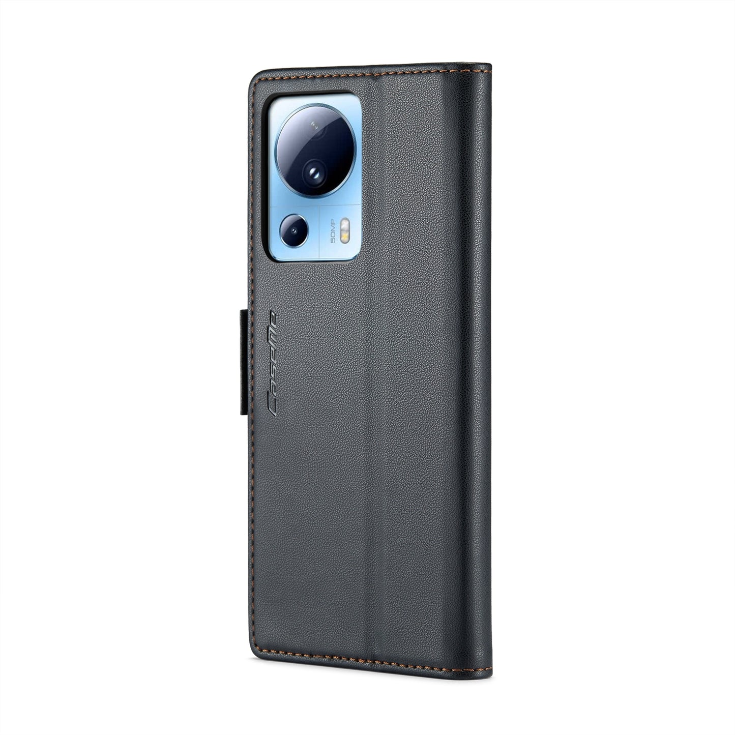 Xiaomi 13 Lite Litchi Texture RFID Anti-theft Leather Phone Case with Butterfly Buckle, Stand & Card Wallet with TPU Shell