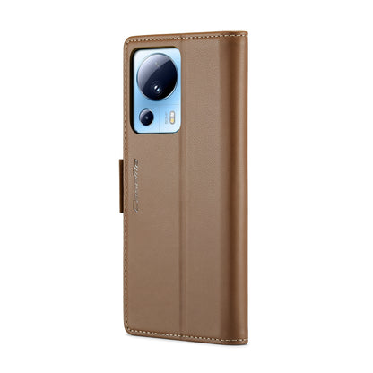 Xiaomi 13 Lite Litchi Texture RFID Anti-theft Leather Phone Case with Butterfly Buckle, Stand & Card Wallet with TPU Shell