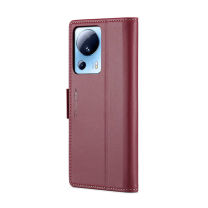 Xiaomi 13 Lite Litchi Texture RFID Anti-theft Leather Phone Case with Butterfly Buckle, Stand & Card Wallet with TPU Shell