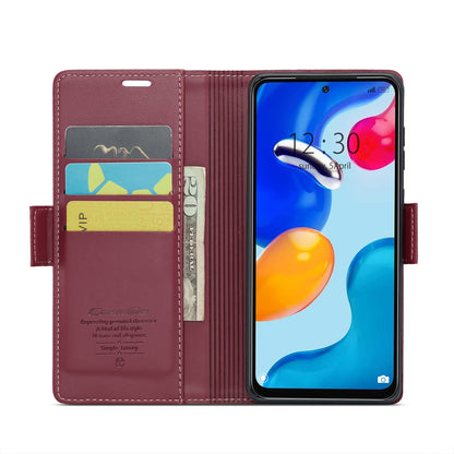 Xiaomi Redmi Note 11 4G Global Litchi Texture RFID Anti-theft Leather Phone Case with Butterfly Buckle, Stand & Card Wallet with TPU Shell