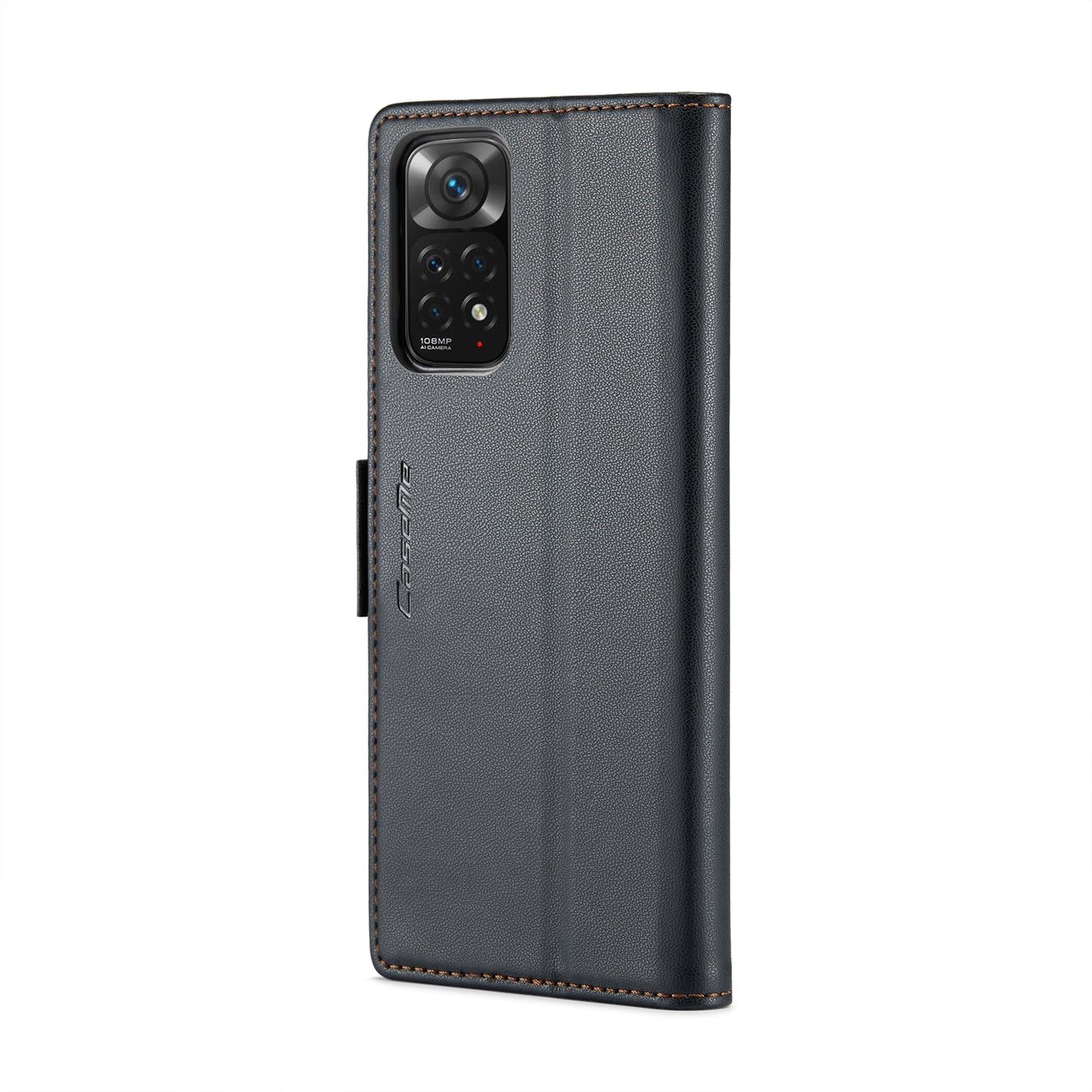 Xiaomi Redmi Note 11S Global Litchi Texture RFID Anti-theft Leather Phone Case with Butterfly Buckle, Stand & Card Wallet with TPU Shell