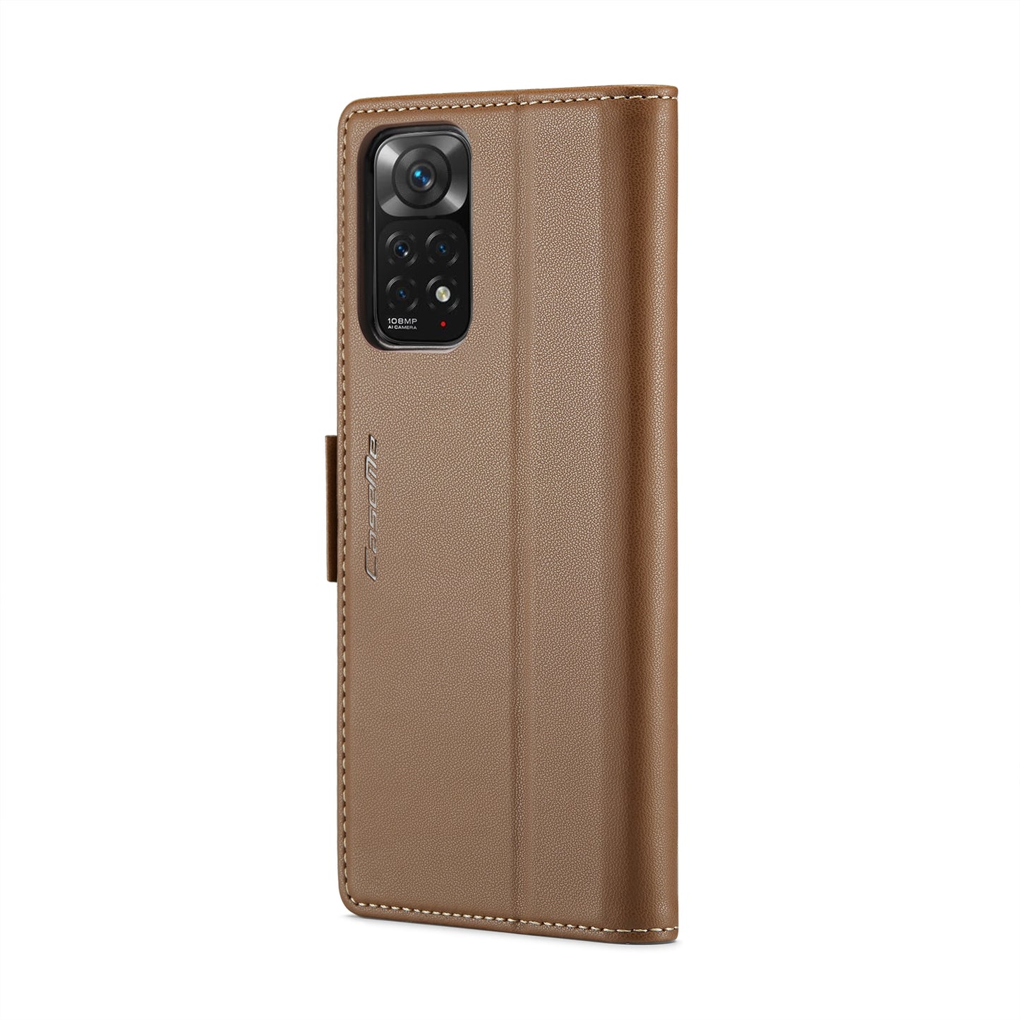 Xiaomi Redmi Note 11S Global Litchi Texture RFID Anti-theft Leather Phone Case with Butterfly Buckle, Stand & Card Wallet with TPU Shell