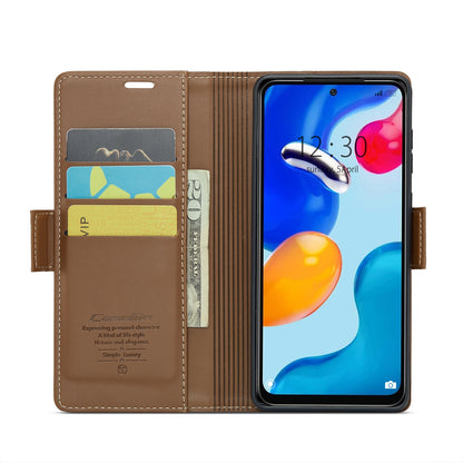 Xiaomi Redmi Note 11S Global Litchi Texture RFID Anti-theft Leather Phone Case with Butterfly Buckle, Stand & Card Wallet with TPU Shell