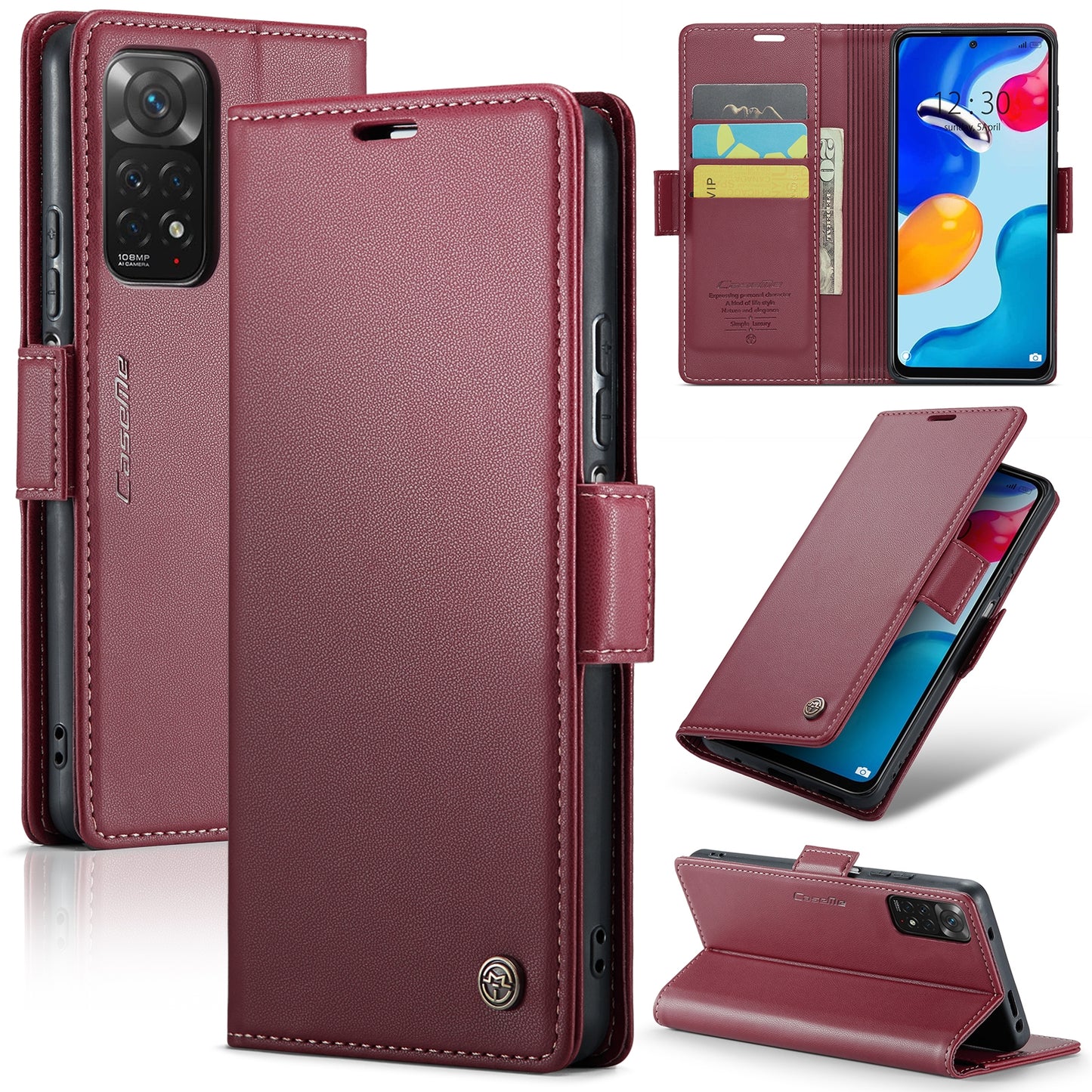 Xiaomi Redmi Note 11S Global Litchi Texture RFID Anti-theft Leather Phone Case with Butterfly Buckle, Stand & Card Wallet with TPU Shell