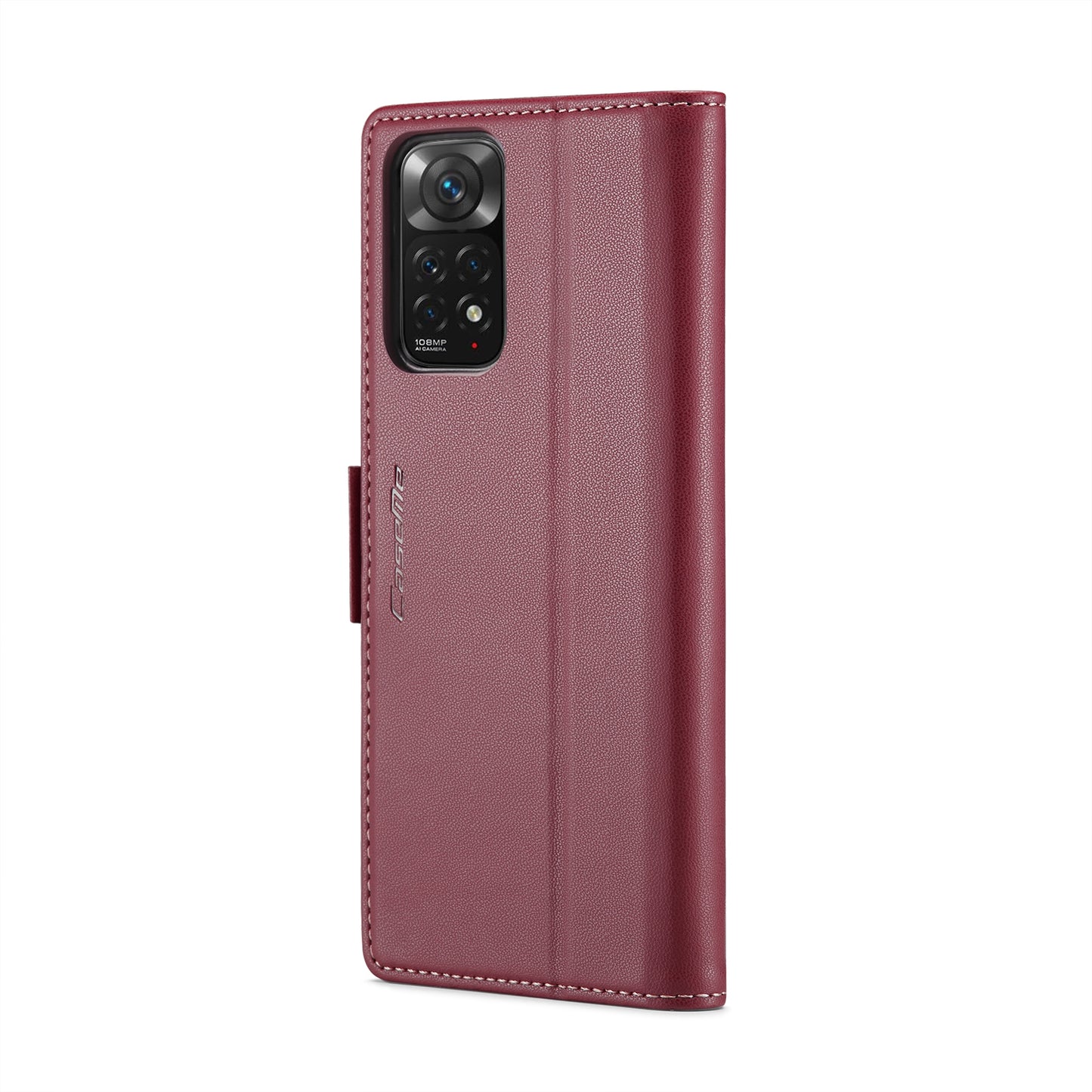 Xiaomi Redmi Note 11S Global Litchi Texture RFID Anti-theft Leather Phone Case with Butterfly Buckle, Stand & Card Wallet with TPU Shell
