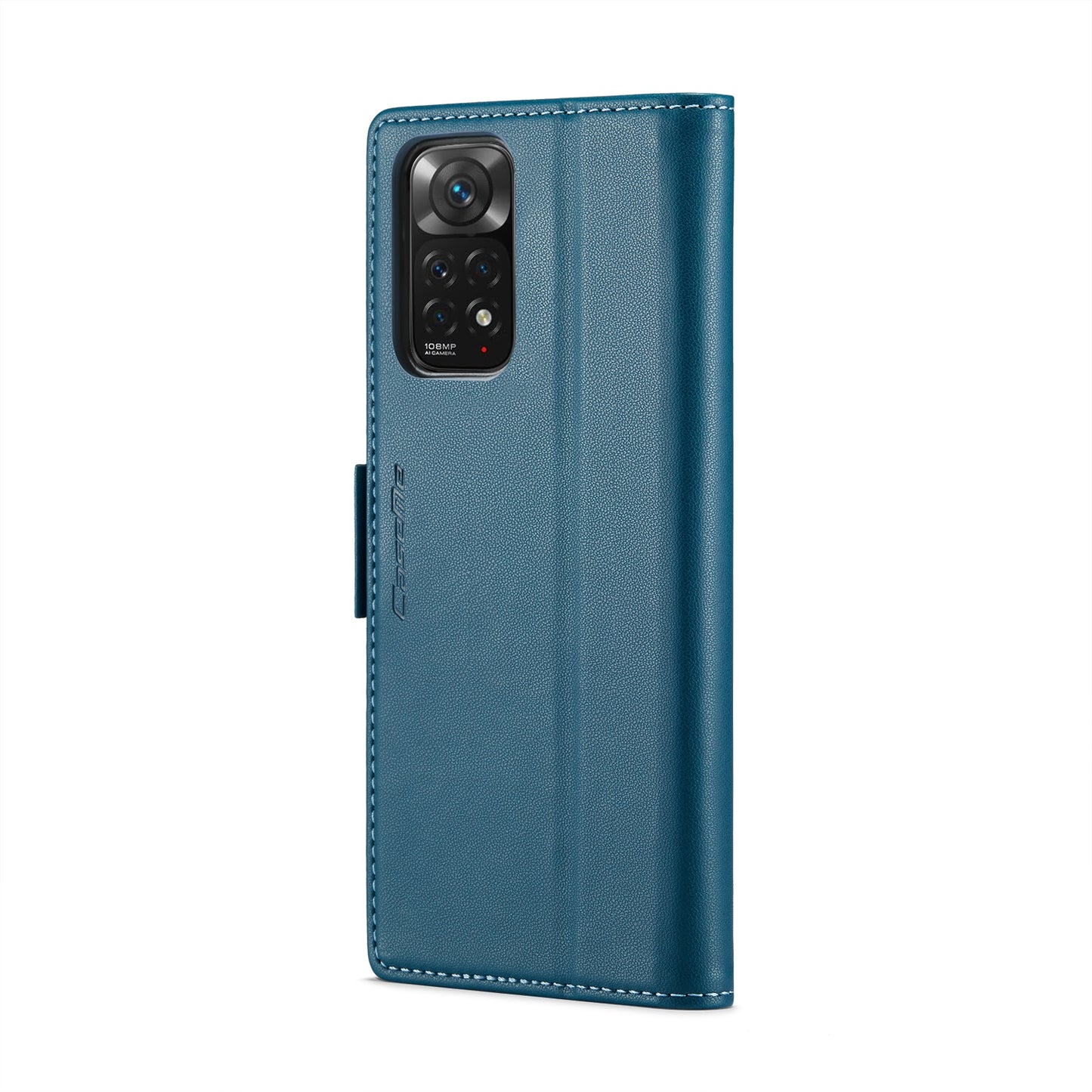 Xiaomi Redmi Note 11S Global Litchi Texture RFID Anti-theft Leather Phone Case with Butterfly Buckle, Stand & Card Wallet with TPU Shell
