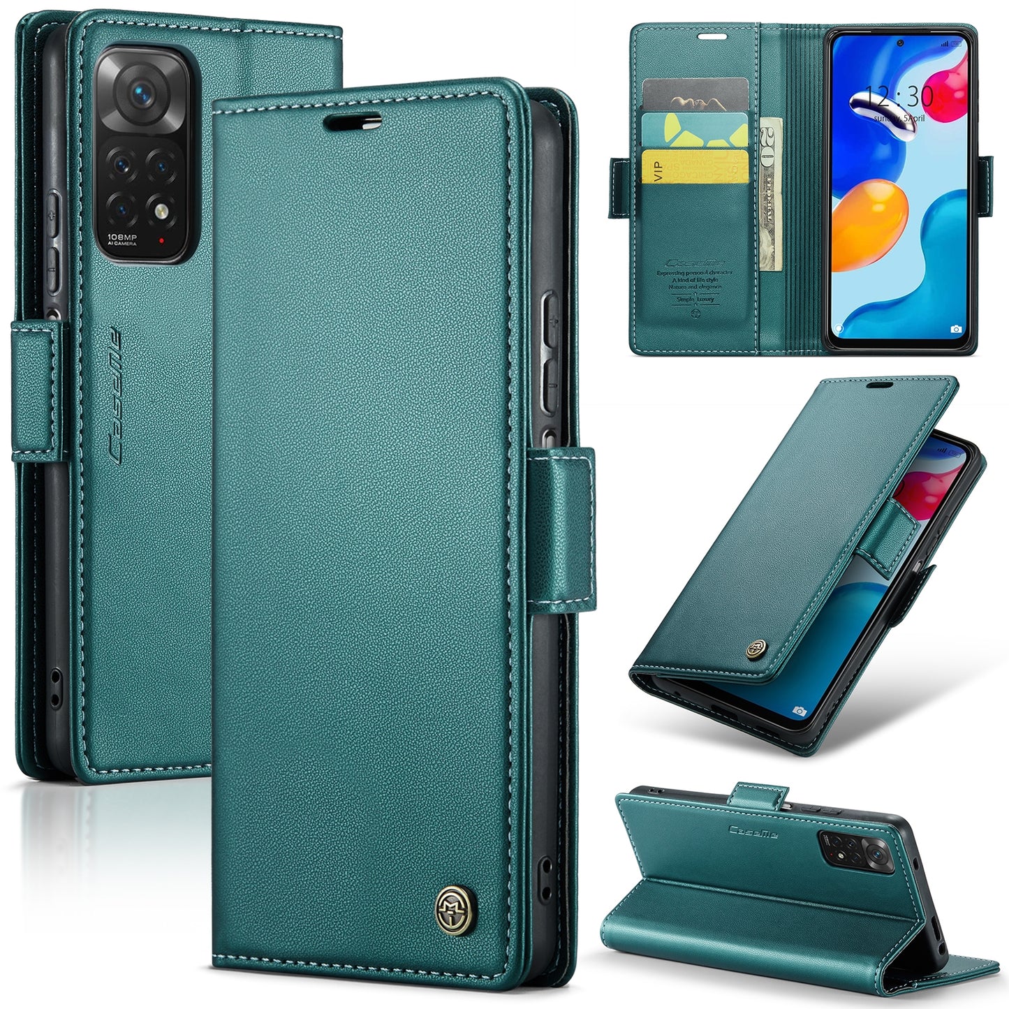 Xiaomi Redmi Note 11S Global Litchi Texture RFID Anti-theft Leather Phone Case with Butterfly Buckle, Stand & Card Wallet with TPU Shell