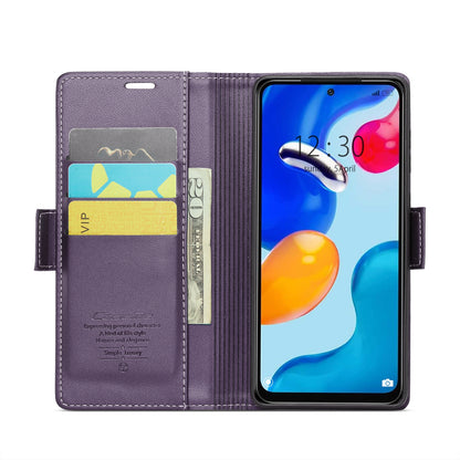 Xiaomi Redmi Note 11S Global Litchi Texture RFID Anti-theft Leather Phone Case with Butterfly Buckle, Stand & Card Wallet with TPU Shell