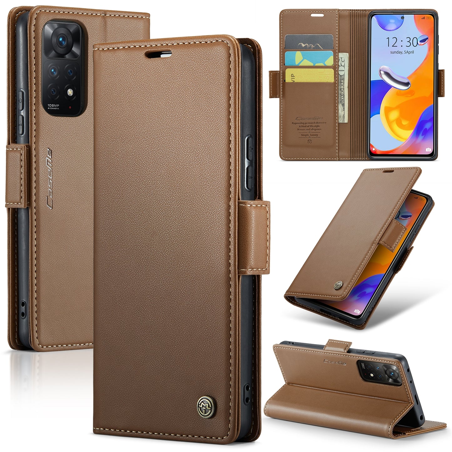 Xiaomi Redmi Note 11 Pro Global Litchi Texture RFID Anti-theft Leather Phone Case with Butterfly Buckle, Stand & Card Wallet with TPU Shell