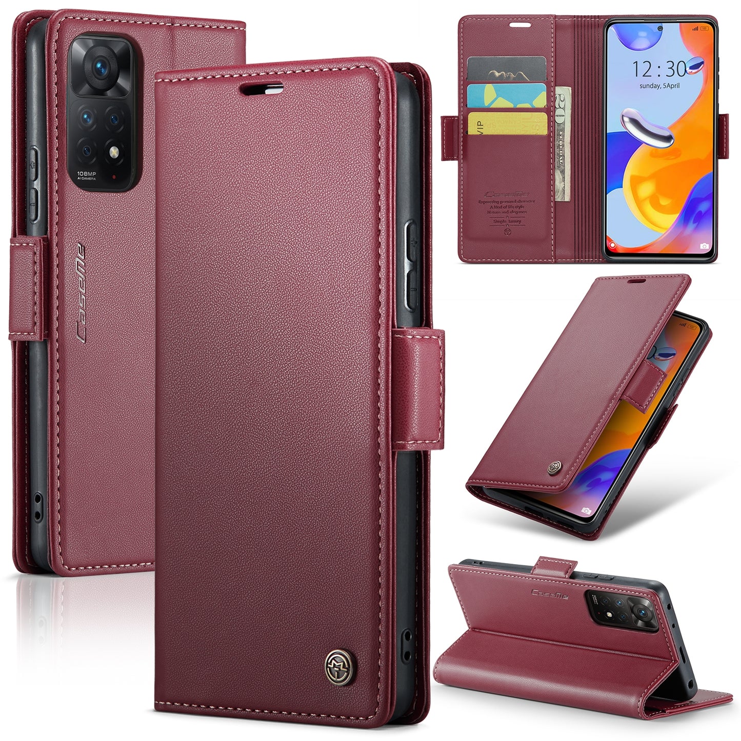 Xiaomi Redmi Note 11 Pro Global Litchi Texture RFID Anti-theft Leather Phone Case with Butterfly Buckle, Stand & Card Wallet with TPU Shell