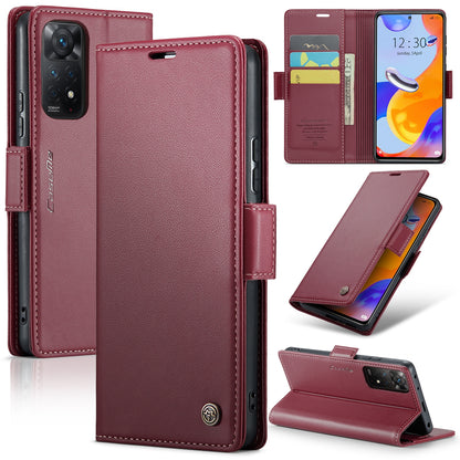 Xiaomi Redmi Note 11 Pro Global Litchi Texture RFID Anti-theft Leather Phone Case with Butterfly Buckle, Stand & Card Wallet with TPU Shell