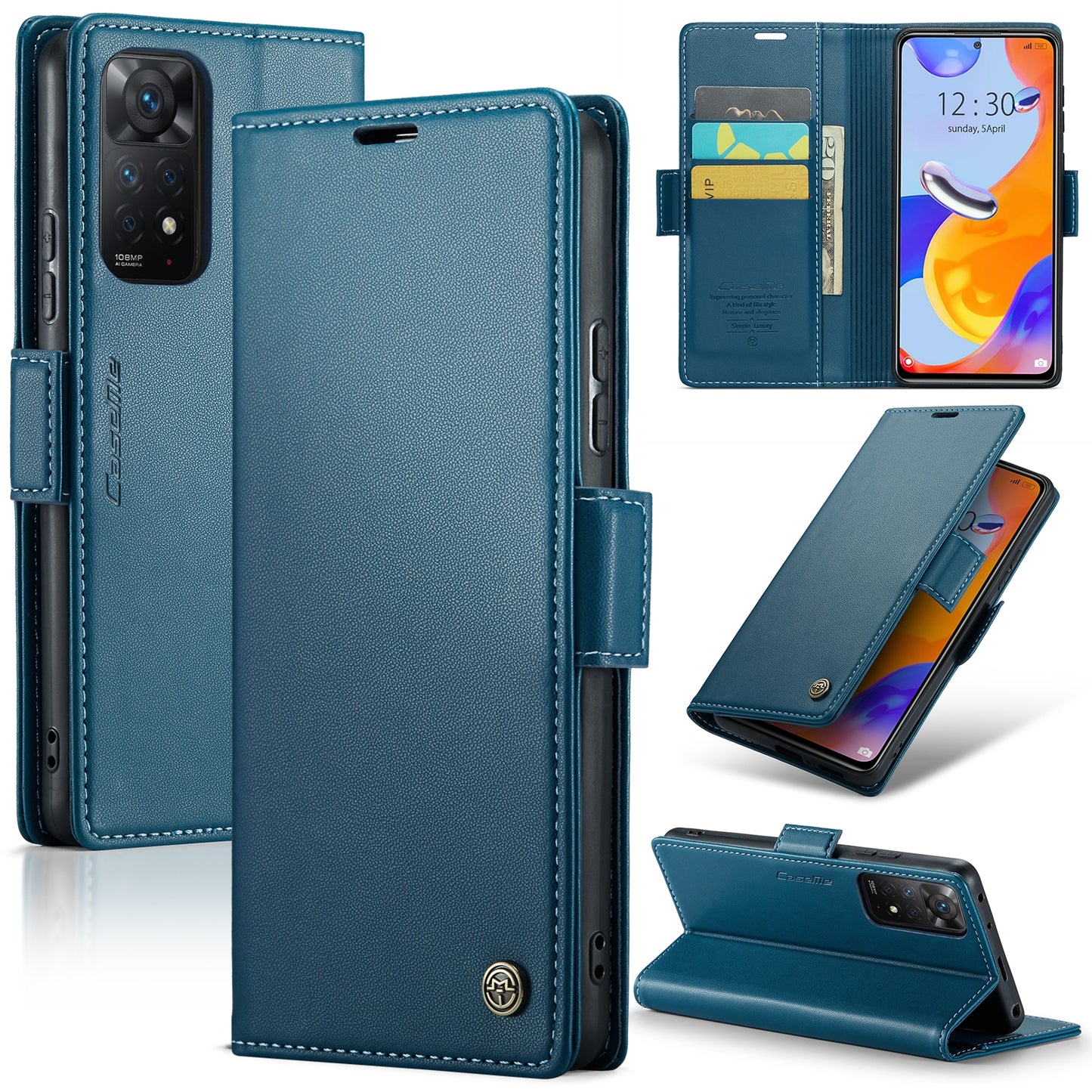 Xiaomi Redmi Note 11 Pro Global Litchi Texture RFID Anti-theft Leather Phone Case with Butterfly Buckle, Stand & Card Wallet with TPU Shell