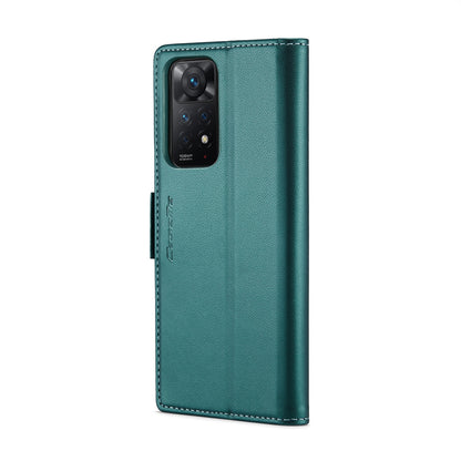 Xiaomi Redmi Note 11 Pro Global Litchi Texture RFID Anti-theft Leather Phone Case with Butterfly Buckle, Stand & Card Wallet with TPU Shell