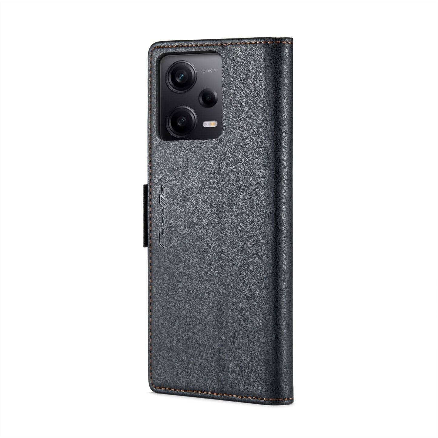Xiaomi Redmi Note 12 Pro 5G Global Litchi Texture RFID Anti-theft Leather Phone Case with Butterfly Buckle, Stand & Card Wallet with TPU Shell